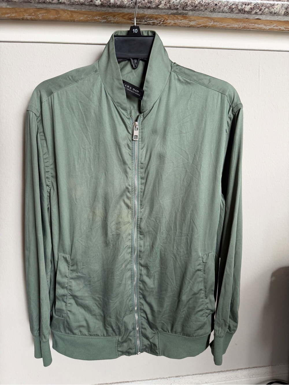 Zara Sage Green Bomber Jacket